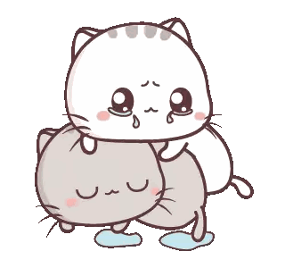 Two Cartoon Cats Hugging One Crying Sticker