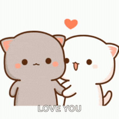 Two Cartoon Cats Hugging Saying I Love You GIF