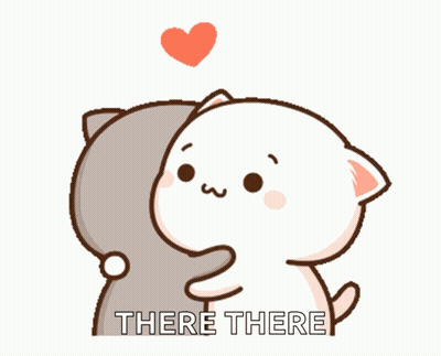 Two Cartoon Cats Hugging Saying There There GIF