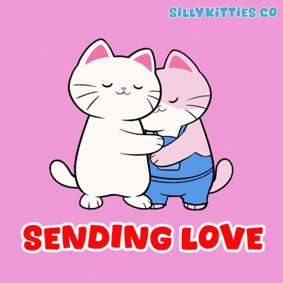 Two Cartoon Cats Hugging Sending Love GIF
