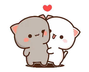 Two Cartoon Cats Hugging With Heart Sticker