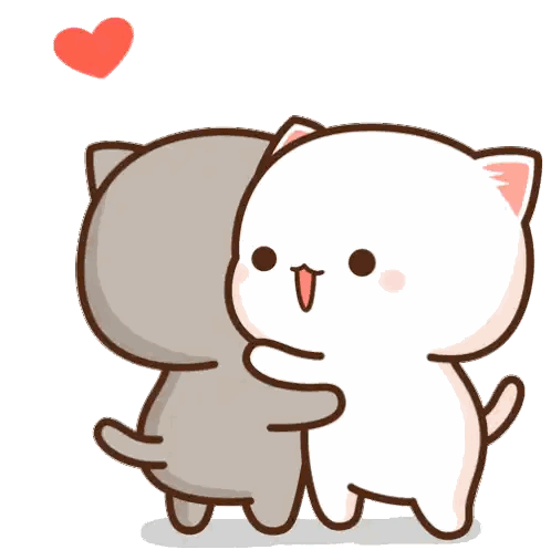 Two Cartoon Cats Hugging With Heart Sticker