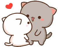 Two Cartoon Cats Hugging With Heart Sticker