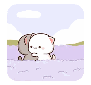 Two Cartoon Cats In Lavender Field Sticker