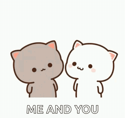 Two Cartoon Cats Kissing Each Other With A Heart In The Background . GIF