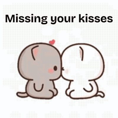 Two Cartoon Cats Kissing Missing Your Kisses GIF