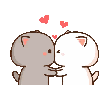 Two Cartoon Cats Kissing With Hearts Sticker