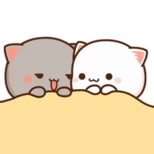Two Cartoon Cats Laying On Bed Sticker