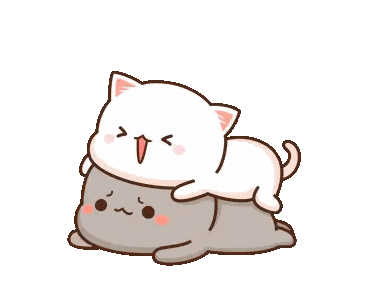 Two Cartoon Cats Lying Smiling Sticker