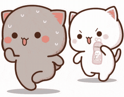 Two Cartoon Cats One Holding Bottle Sweating GIF