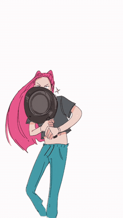 Two Cartoon Cats One Holding Frying Pan GIF