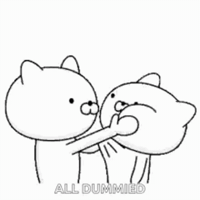 Two Cartoon Cats One Holding Other's Arm GIF