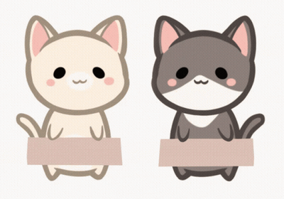 Two Cartoon Cats One Holding Pink Sign GIF