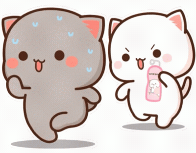 Two Cartoon Cats One Holding Woohoo Bottle GIF
