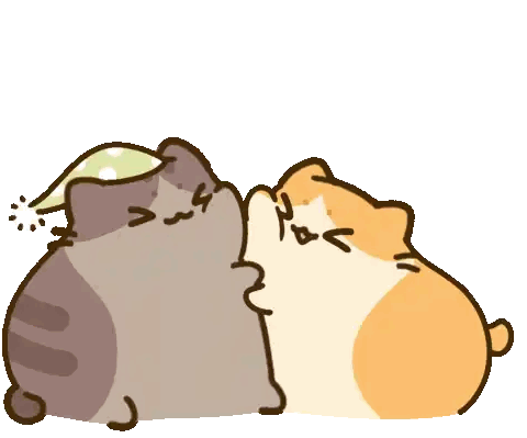 Two Cartoon Cats One Wearing A Party Hat Are Kissing Sticker