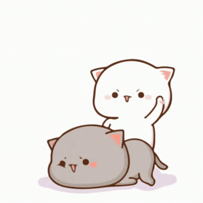 Two Cartoon Cats Playing One With Tongue Out GIF