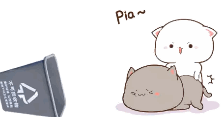 Two Cartoon Cats Playing With Pia Trash Can Sticker