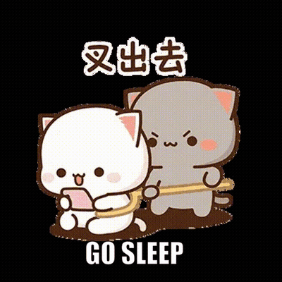 Two Cartoon Cats Saying Go Sleep GIF
