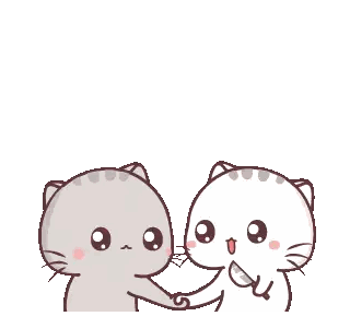 Two Cartoon Cats Shaking Hands Sticker
