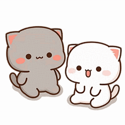 Two Cartoon Cats Sitting Next To Each Other GIF