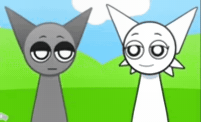 Two Cartoon Cats Standing In Field GIF