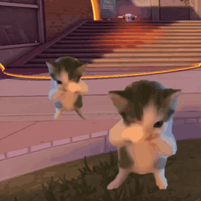 Two Cartoon Cats Standing In Front Of Building Saying I Wish GIF