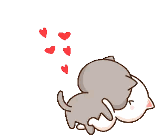 Two Cartoon Cats Standing Next To Each Other On A White Background Sticker