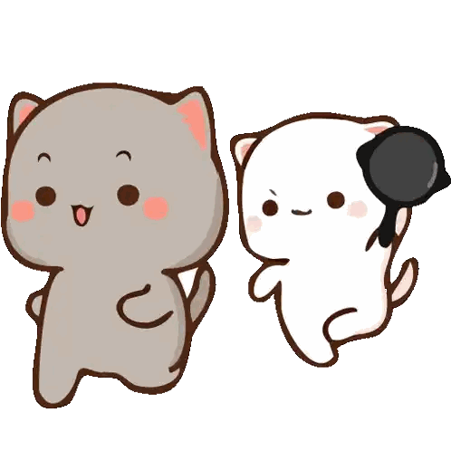 Two Cartoon Cats Standing Next To Each Other Sticker