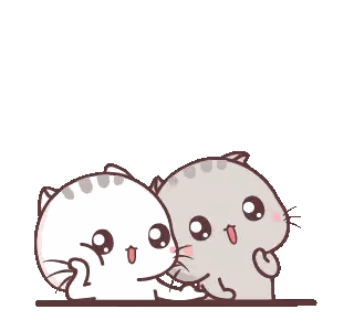Two Cartoon Cats Standing Together Sticker