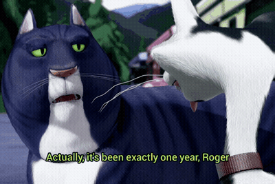 Two Cartoon Cats Talking About One Year GIF