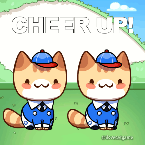 Two Cartoon Cats With Cheer Up GIF