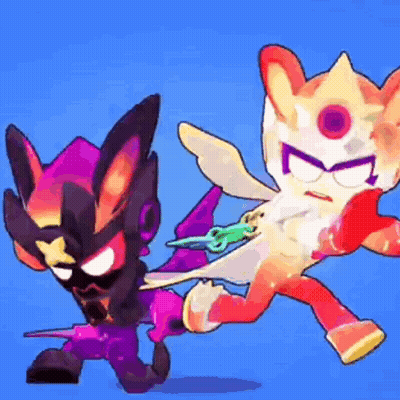 Two Cartoon Characters Are Fighting Each Other In A Video Game . GIF