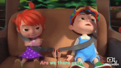 Two Cartoon Characters Are Sitting In The Back Seat Of A Car . GIF