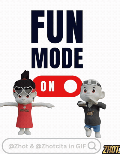 Two Cartoon Characters Are Standing Next To A Button That Says Fun Mode On GIF