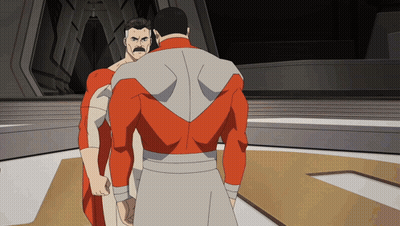 Two Cartoon Characters Are Standing Next To Each Other And One Has A Beard GIF