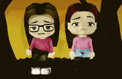 Two Cartoon Characters Are Standing Next To Each Other And One Has Glasses GIF