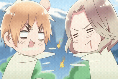 Two Cartoon Characters Are Standing Next To Each Other And One Is Making A Funny Face GIF