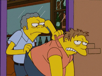 Two Cartoon Characters Are Standing Next To Each Other And One Is Pulling The Other 'S Shirt GIF