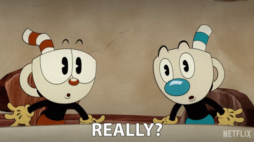 Two Cartoon Characters Are Standing Next To Each Other And One Of Them Is Asking The Other " Really " GIF