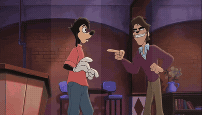 Two Cartoon Characters Are Standing Next To Each Other And One Of Them Is Pointing GIF