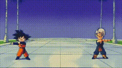 Two Cartoon Characters Are Standing Next To Each Other GIF