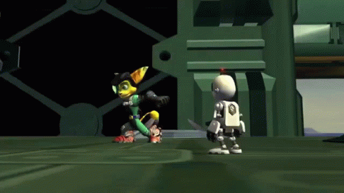 Two Cartoon Characters Are Standing Next To Each Other In A Game GIF