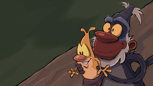 Two Cartoon Characters Are Standing Next To Each Other GIF