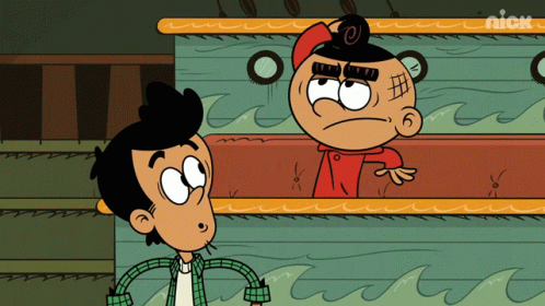 Two Cartoon Characters With Nick Logo GIF