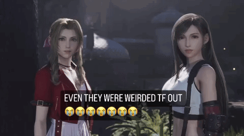 Two Cartoon Characters Are Standing Next To Each Other With The Caption Even They Were Weirded Tf Out GIF