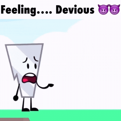 Two Cartoon Characters Are Standing Next To Each Other With The Words Feeling Devious Written Above Them GIF