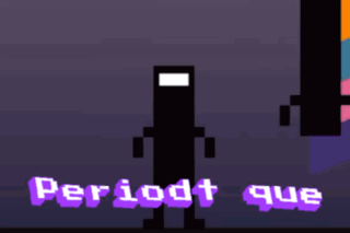 Two Cartoon Characters Are Standing Next To Each Other With The Words Periodt Que Written In Purple GIF