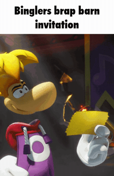 Two Cartoon Characters Binglers Brap Barn Invitation GIF