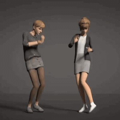 Two Cartoon Characters Dancing One In Skirt GIF