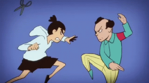 Two Cartoon Characters Fighting GIF